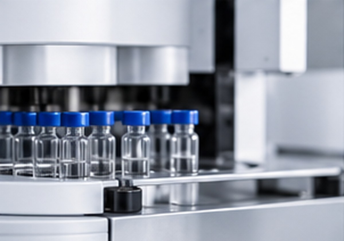 HPLC instrument and chromatogram display in an analytical laboratory