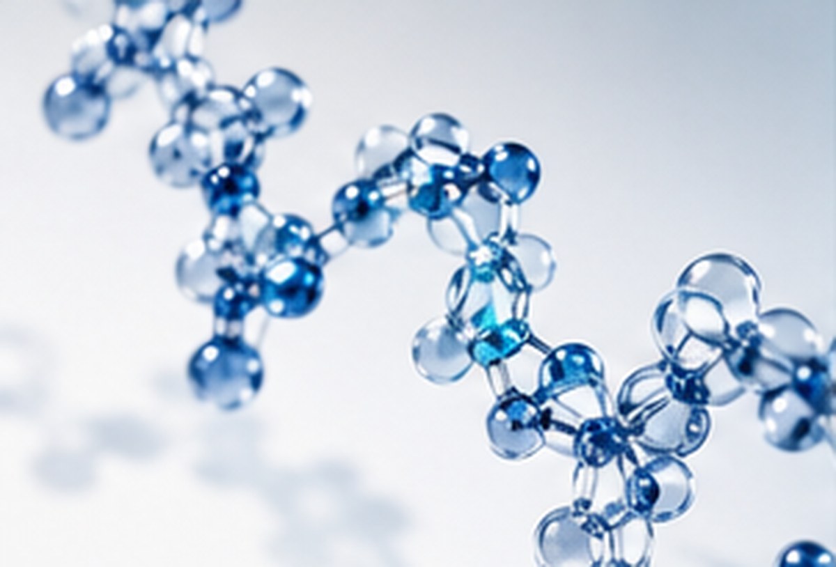 Molecular model of a peptide chain representing the BPC-157 pentadecapeptide
