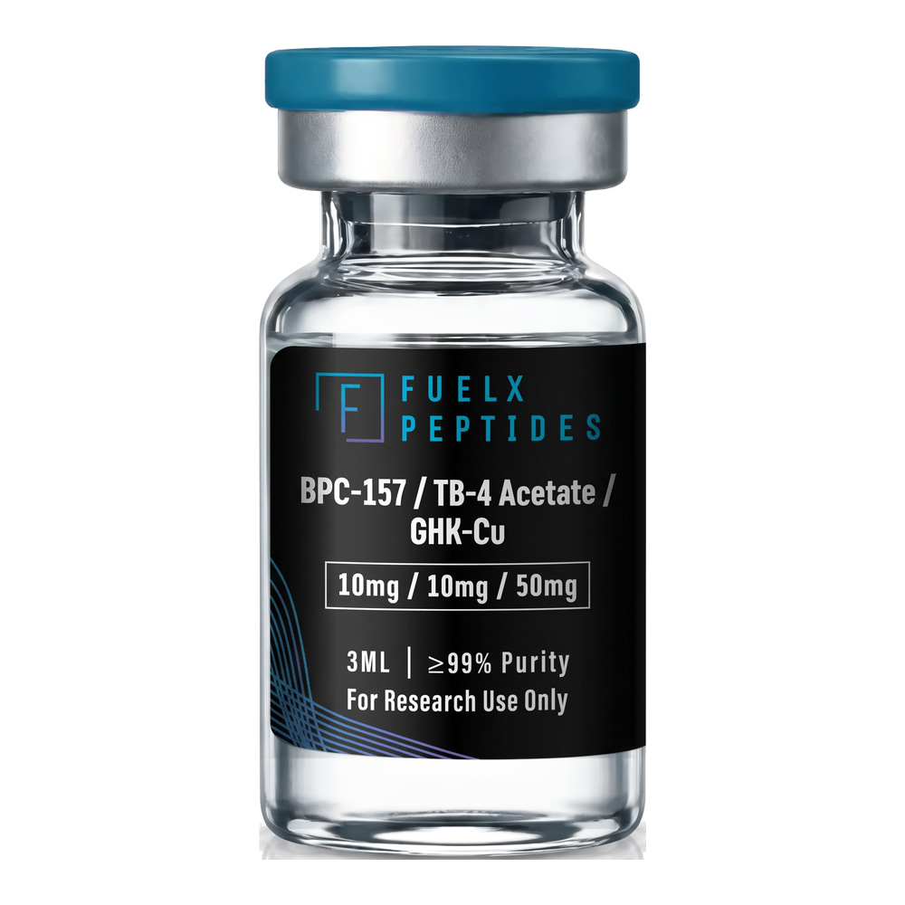 FuelX BPC-157 / TB-500 / GHK-Cu research vial with original label