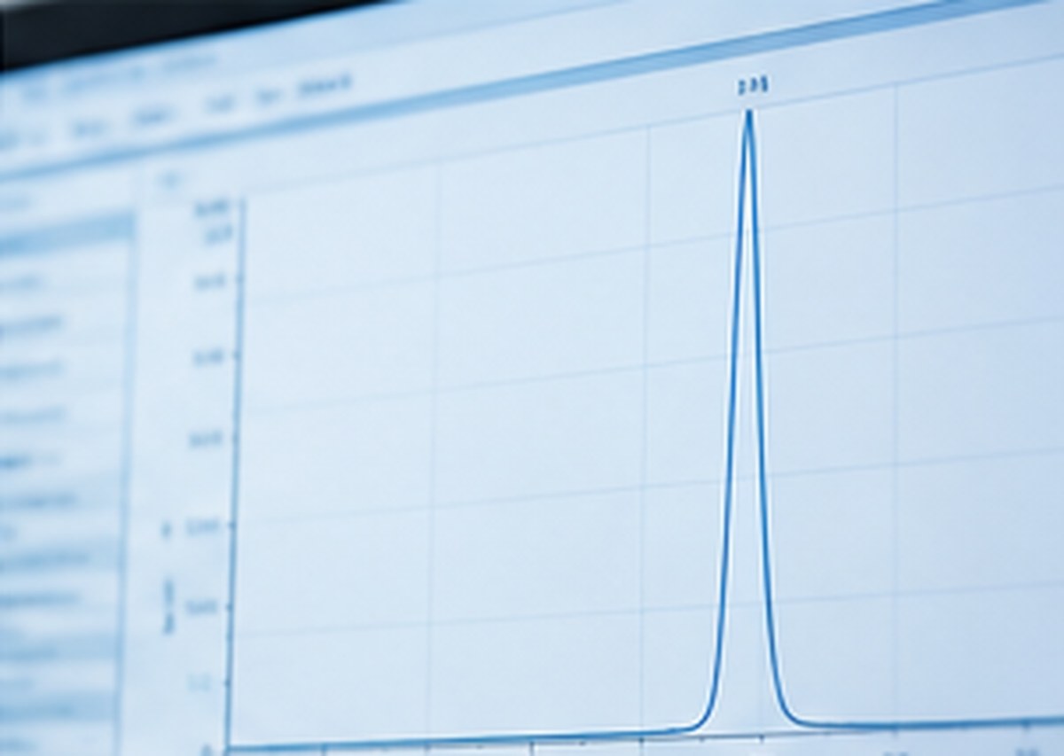 HPLC chromatogram with a dominant peak used to calculate peptide purity